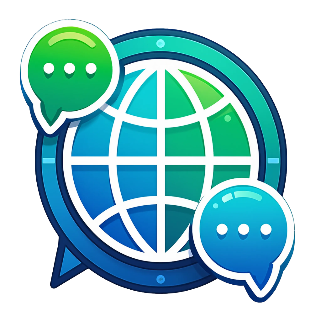 Hear me services logo, connect the world circle